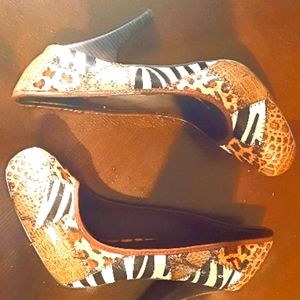 Dollhouse Brown Zebra/Leopard/Cheetah/Print Heels